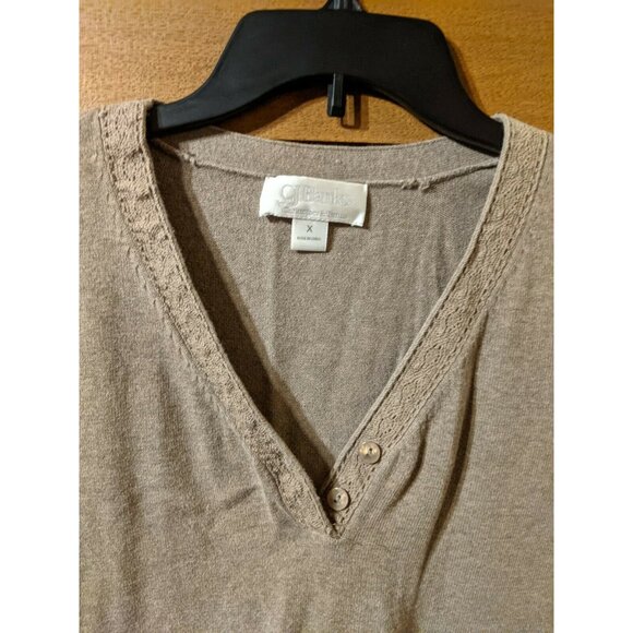 CJ Banks Size X Knit Top Blouse Shirt Brown Tan Knit Pull-Over - Picture 2 of 6